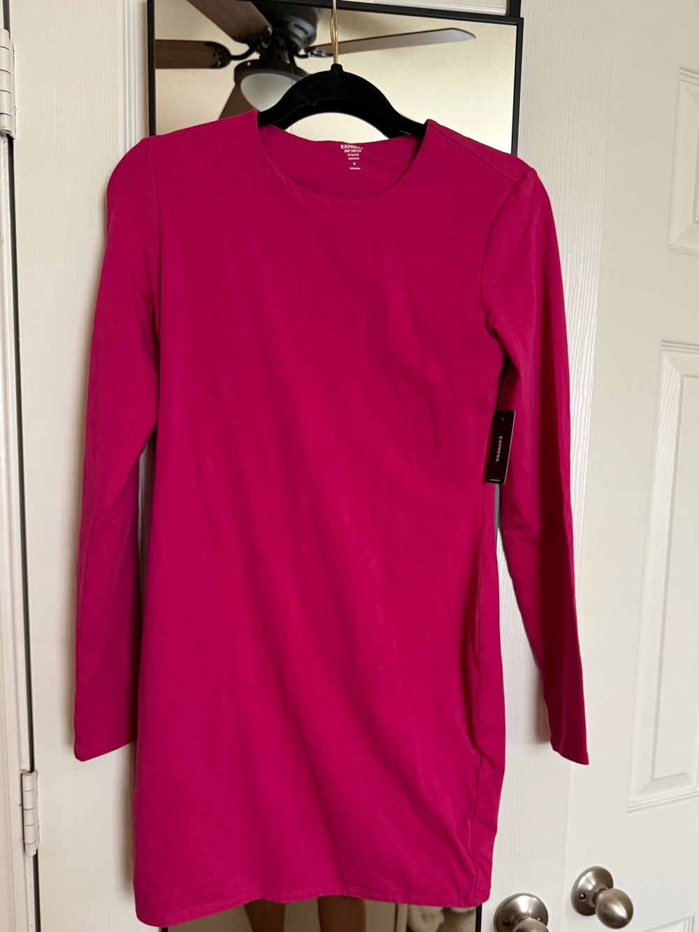 Express Fuchsia Long-Sleeve Sheath Dress